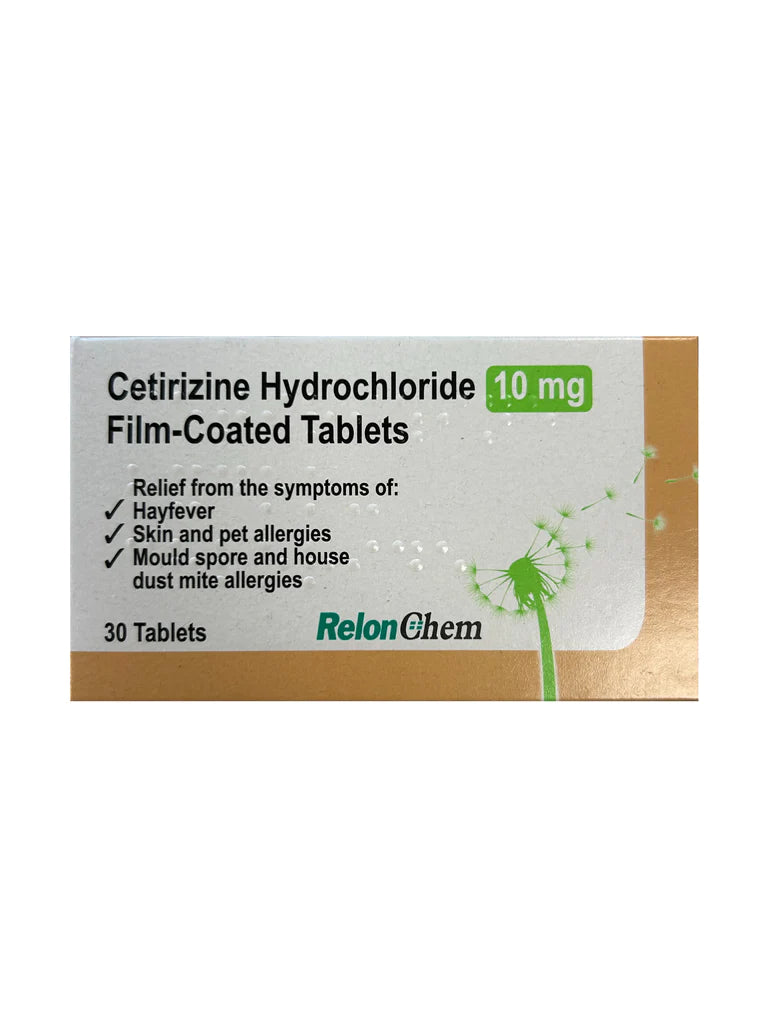 90 TABLETS CETIRIZINE HYDROCHLORIDE FILM COATED HAYFEVER & ALLERGY 30 TABLETS (3 MONTHS SUPPLY)