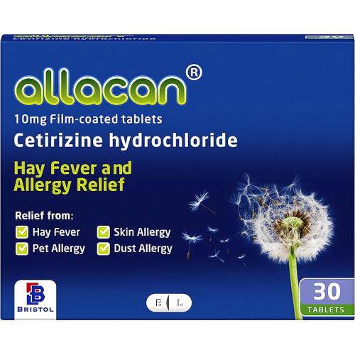 ALLACAN CETIRIZINE HAYFEVER & ALLERGY 30 TABLETS